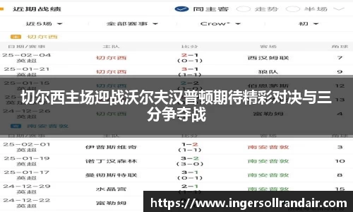 切尔西主场迎战沃尔夫汉普顿期待精彩对决与三分争夺战
