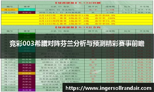 竞彩003希腊对阵芬兰分析与预测精彩赛事前瞻